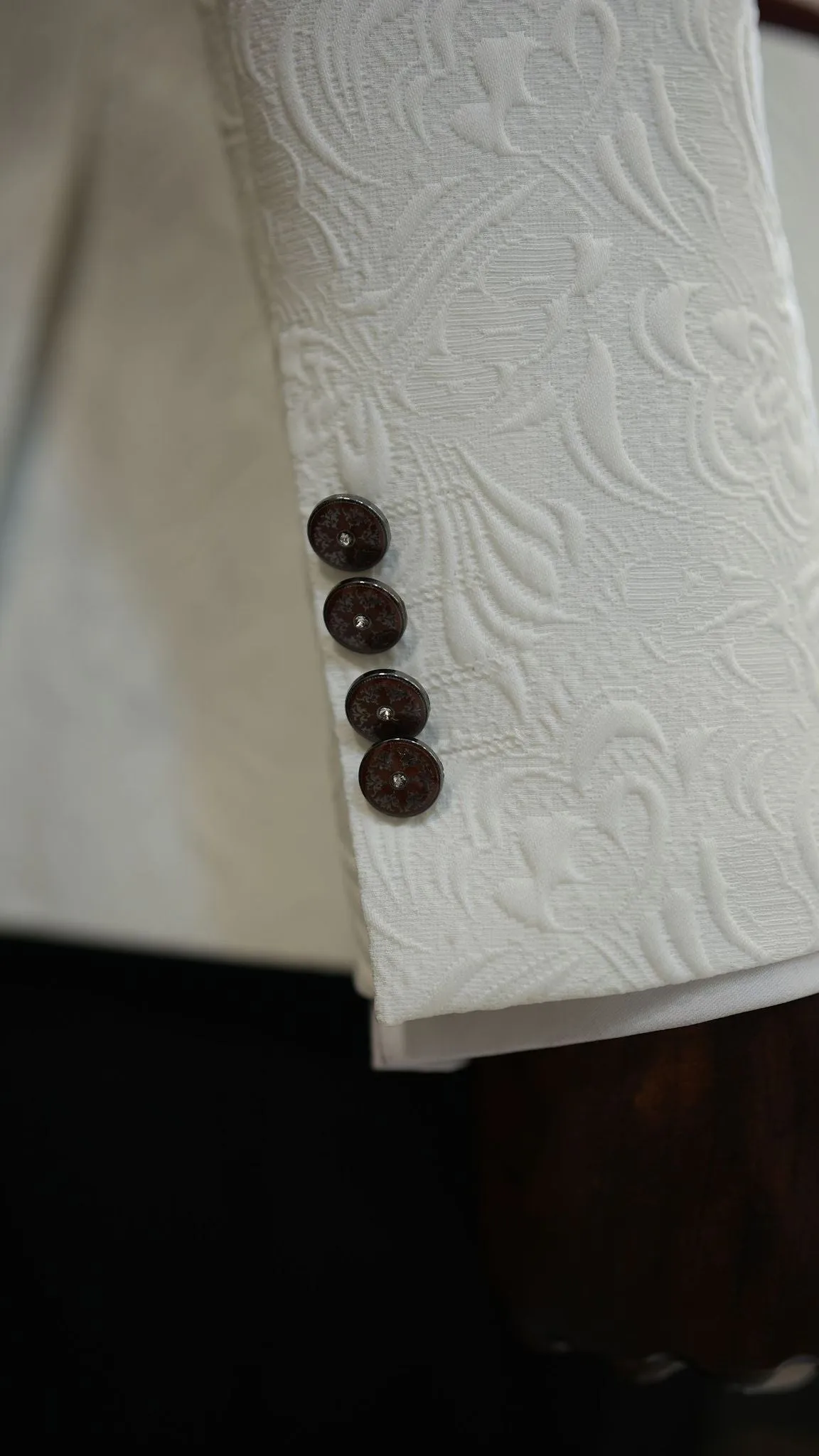 Fiore White Brown Slim Fit Velvet Shawl Lapel Tuxedo