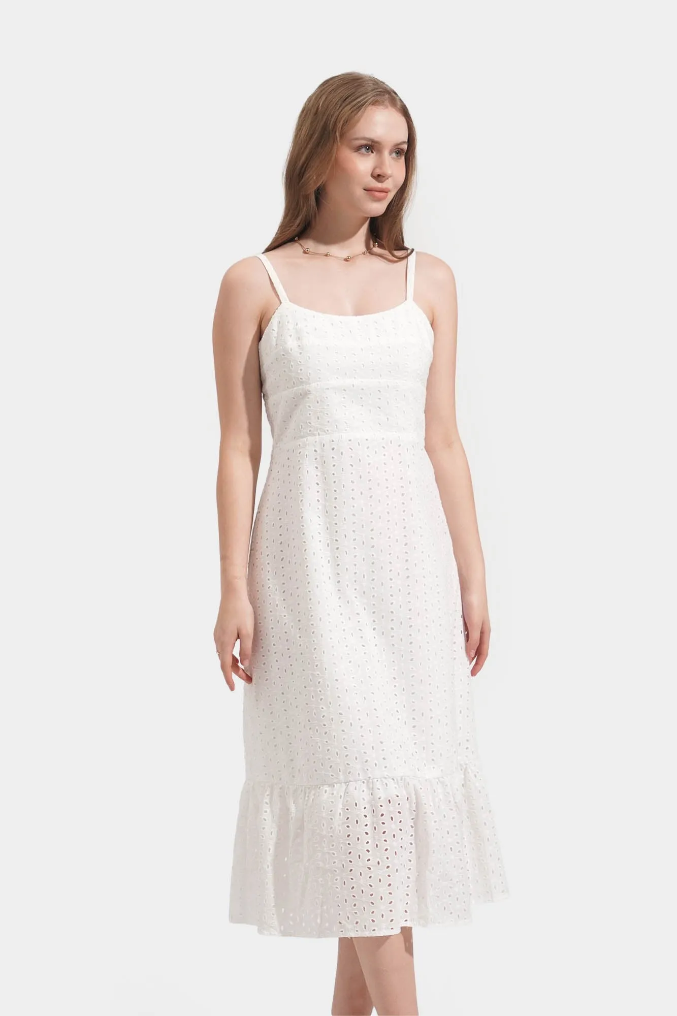 Fit and Flare Eyelet Midi Dress