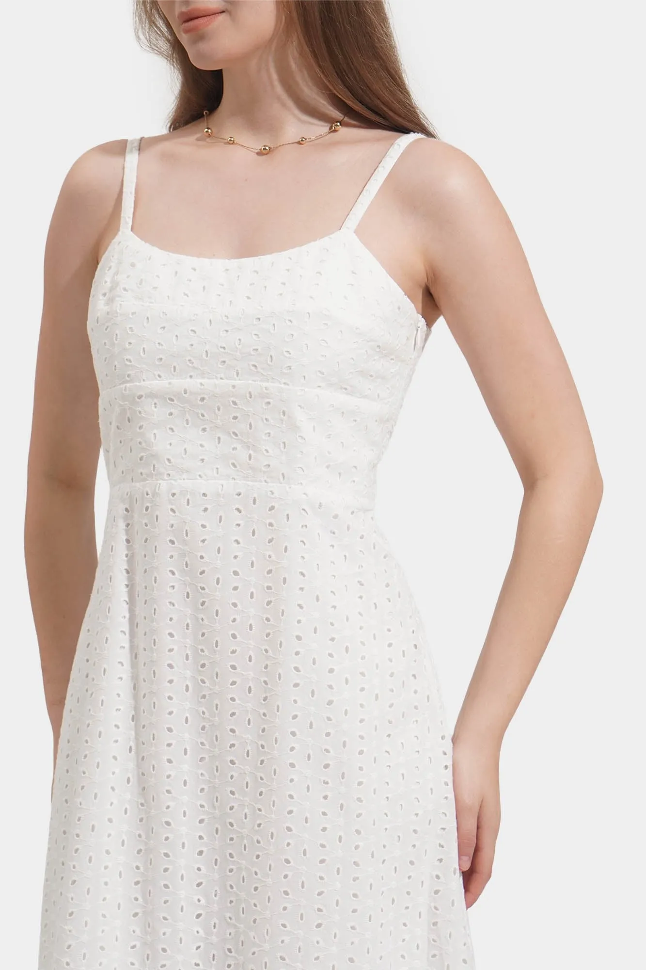 Fit and Flare Eyelet Midi Dress