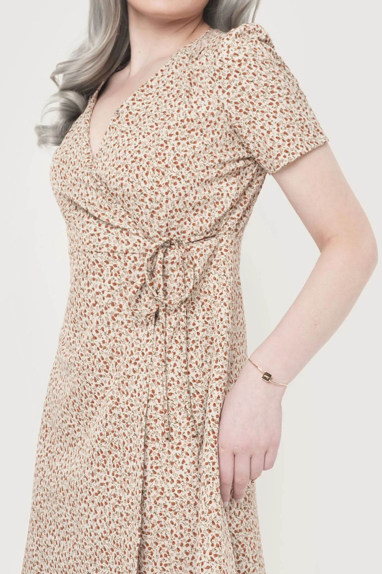Floral All Over Print Fit And Flare Wrap Dress