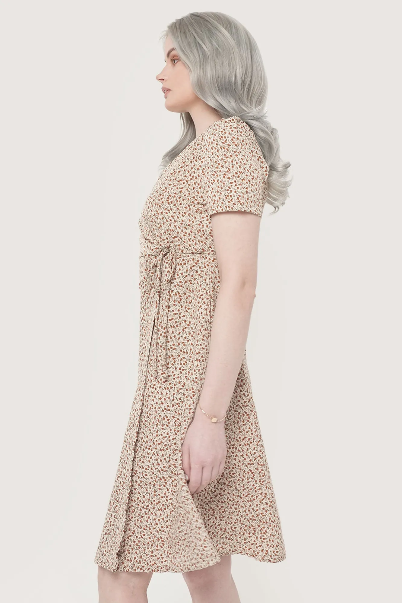 Floral All Over Print Fit And Flare Wrap Dress