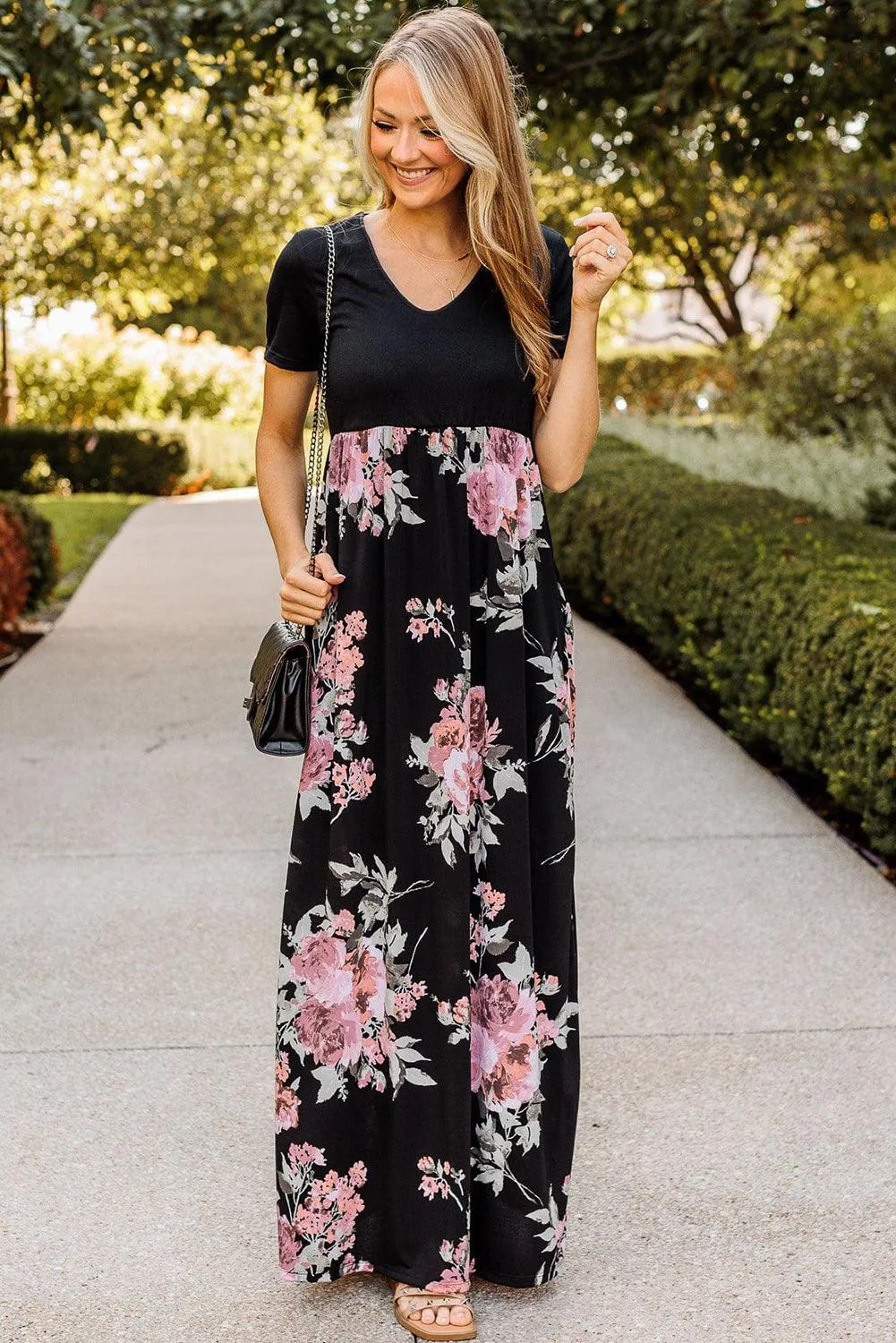 Floral Empire Waist Maxi Dress