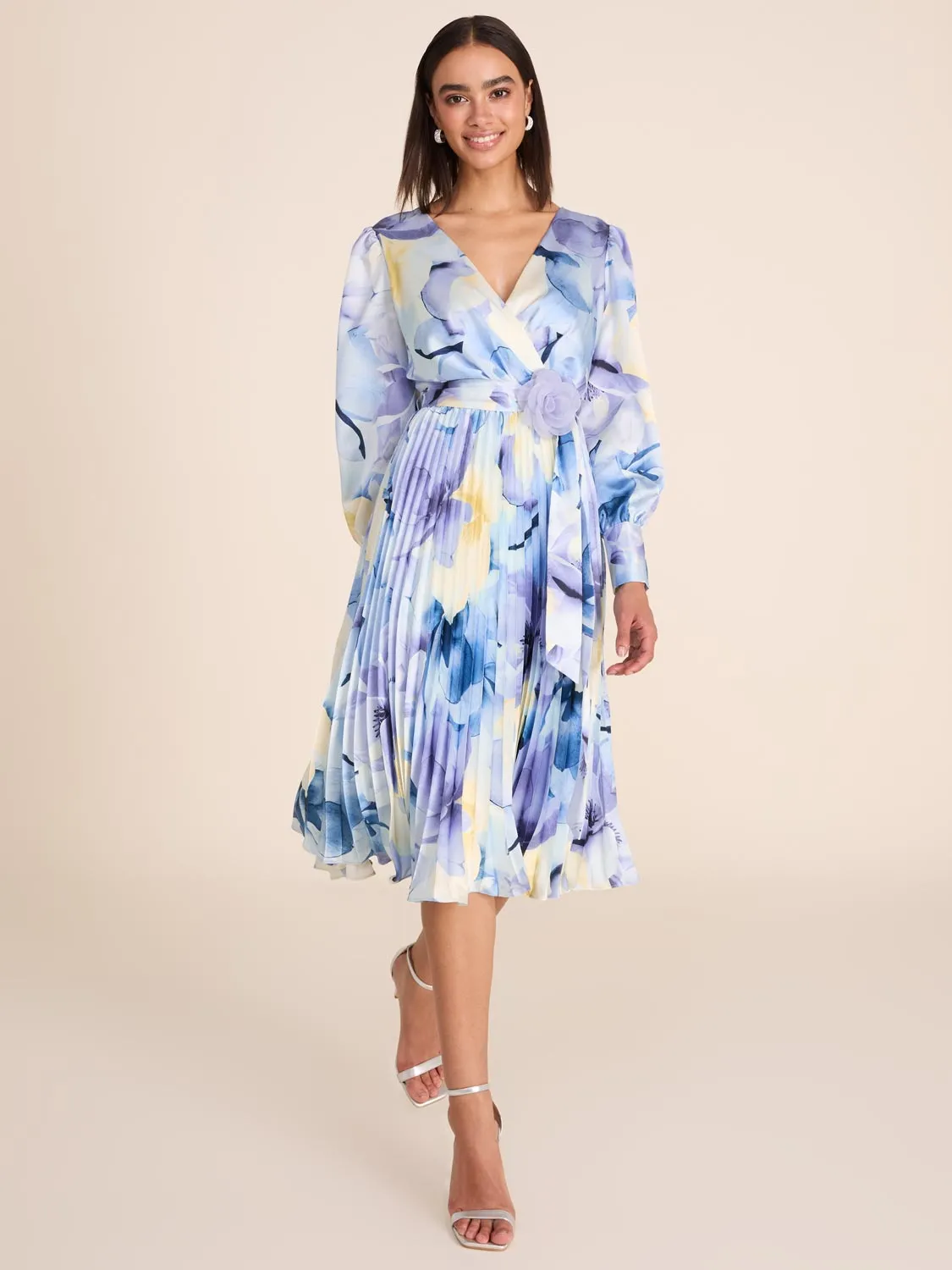 Floral Satin Midi Dress