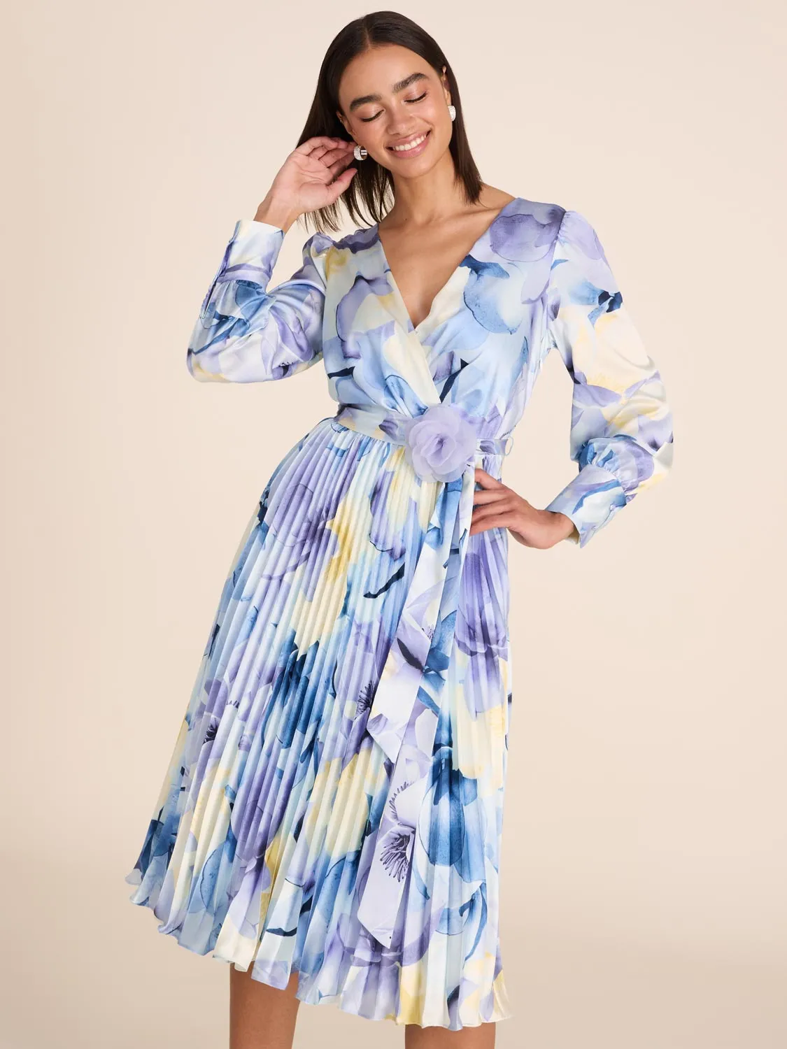 Floral Satin Midi Dress