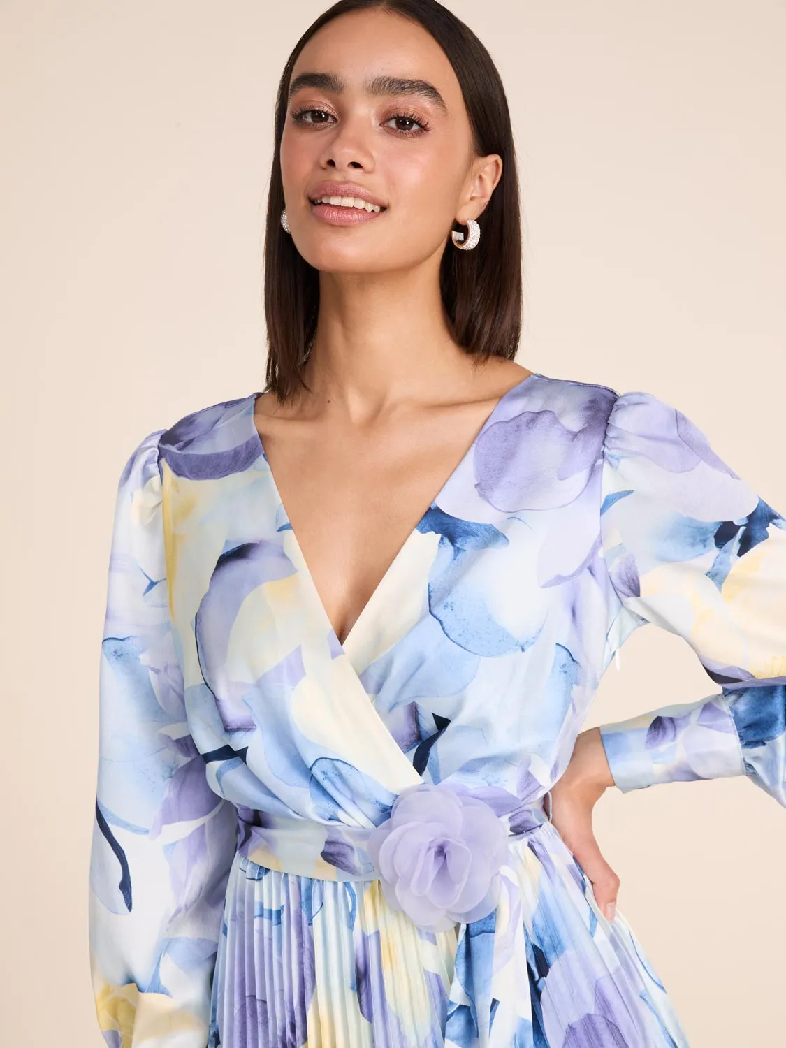 Floral Satin Midi Dress