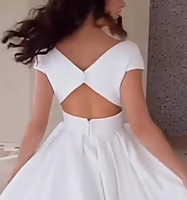 Flying Satin Wedding Dress with High Thigh Slit