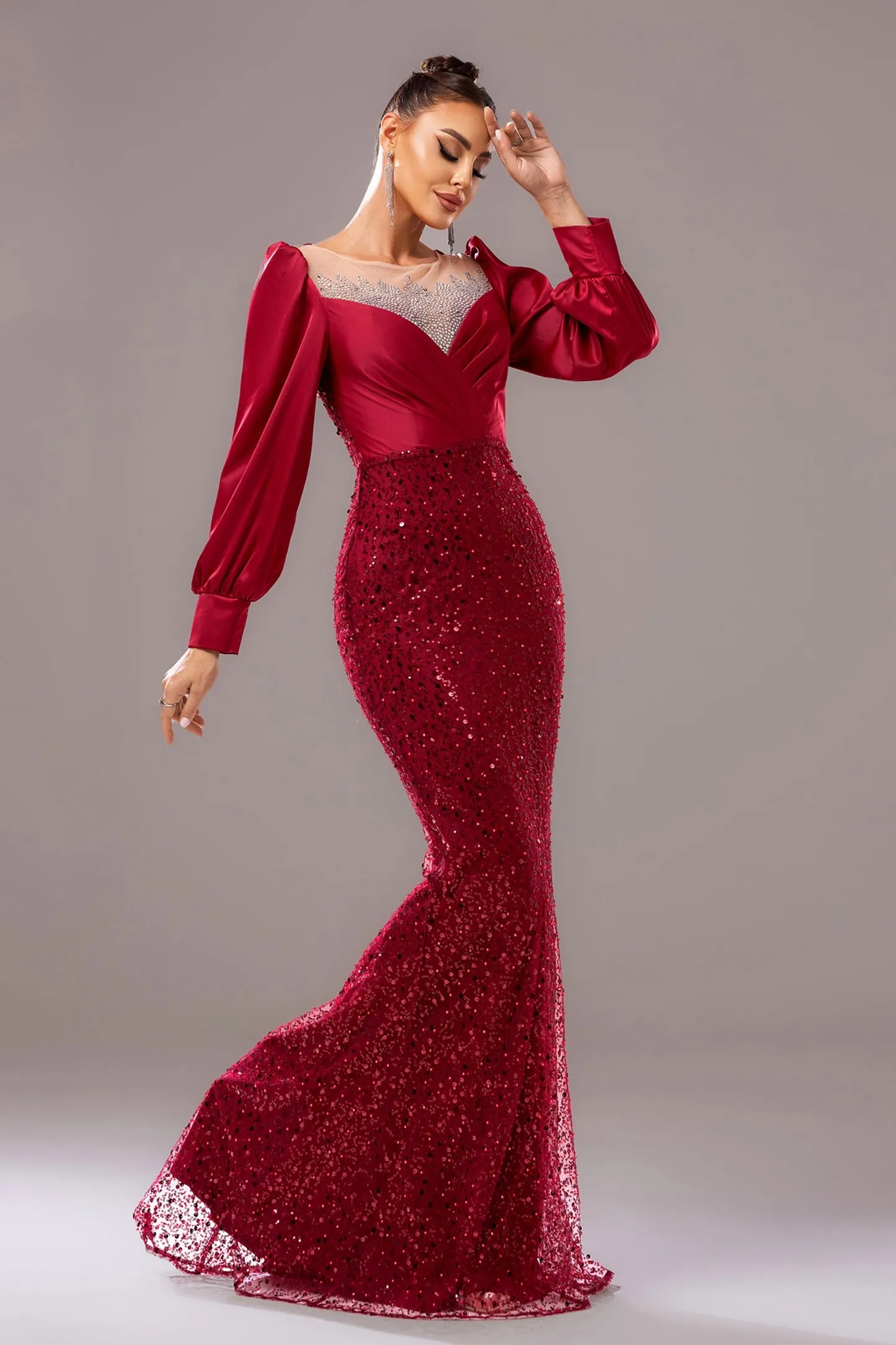 Formal Party Bodycon Beaded Sequin Bridesmaid Gown