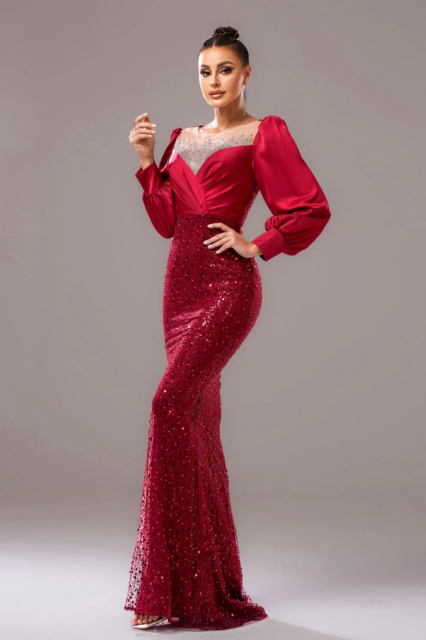 Formal Party Bodycon Beaded Sequin Bridesmaid Gown
