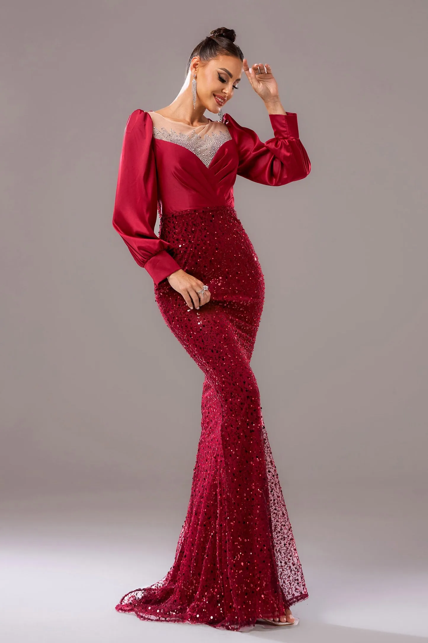 Formal Party Bodycon Beaded Sequin Bridesmaid Gown