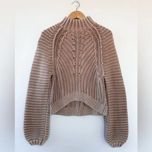 Free People Chunky Oversized Sweetheart Mock Neck Sweater
