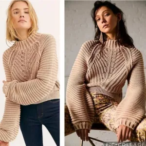 Free People Chunky Oversized Sweetheart Mock Neck Sweater