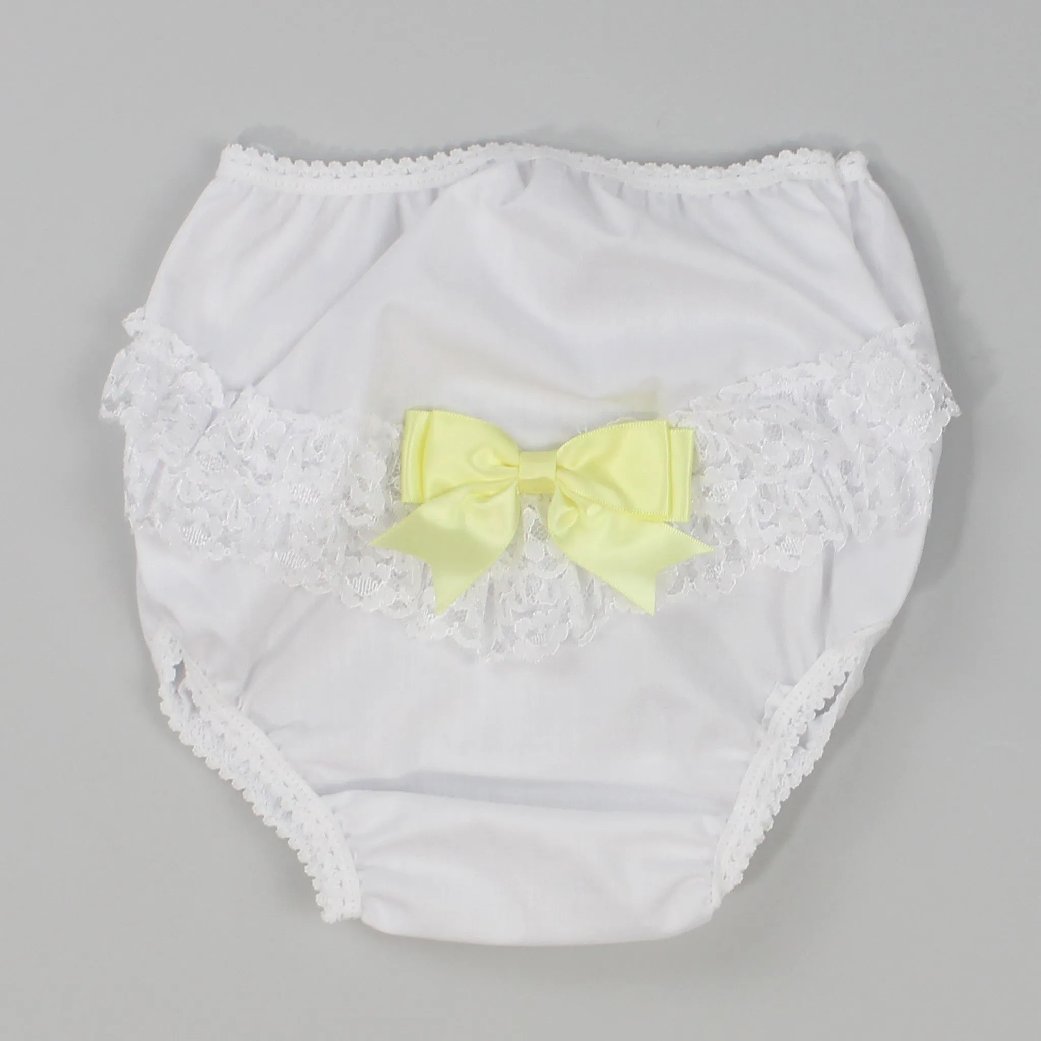 Frilly Knickers / jam pants / nappy covers with Lemon Yellow Bow