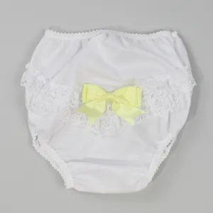 Frilly Knickers / jam pants / nappy covers with Lemon Yellow Bow