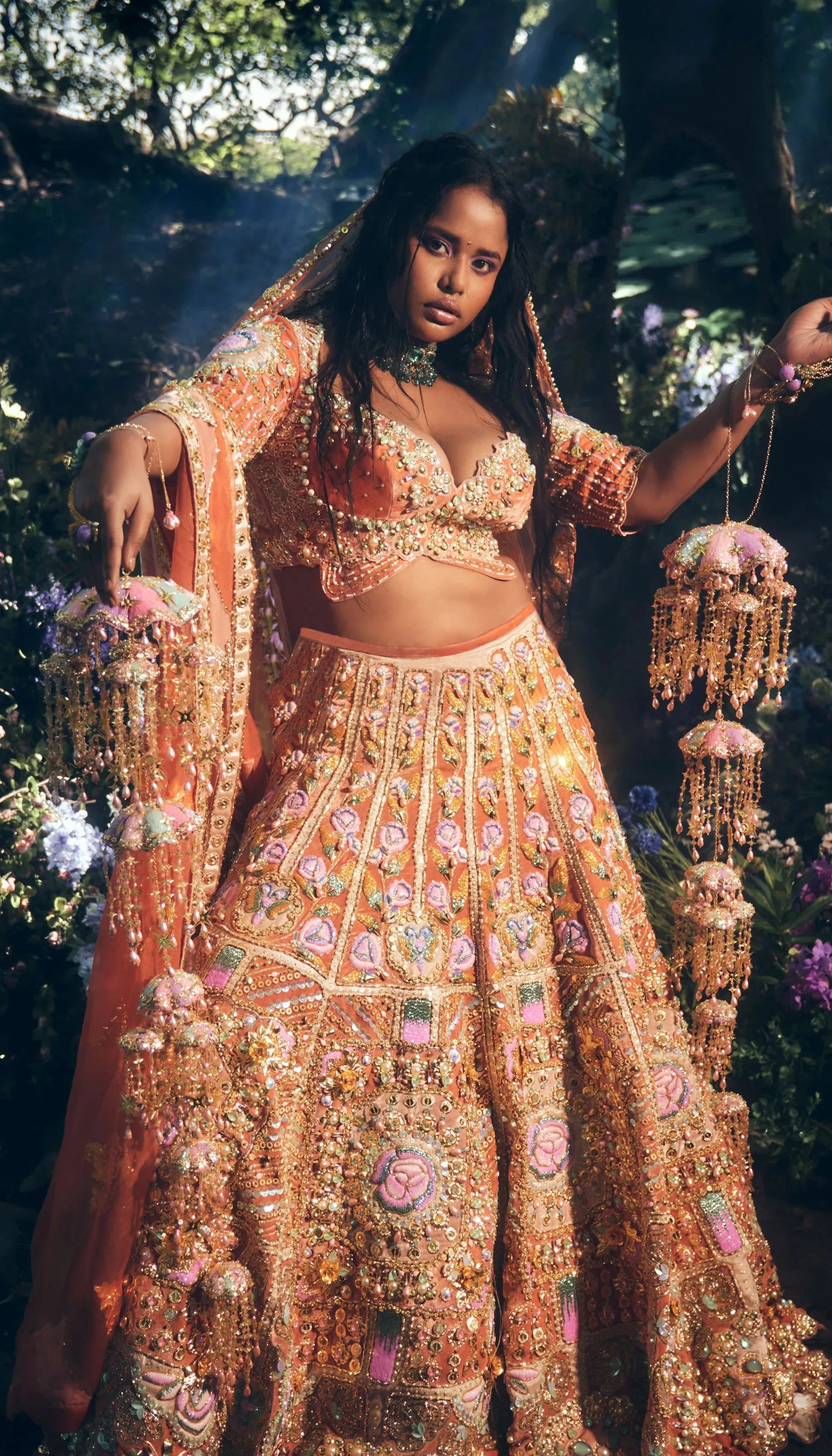 GAIA - BRICK BROWN BRIDAL LEHENGA SET
