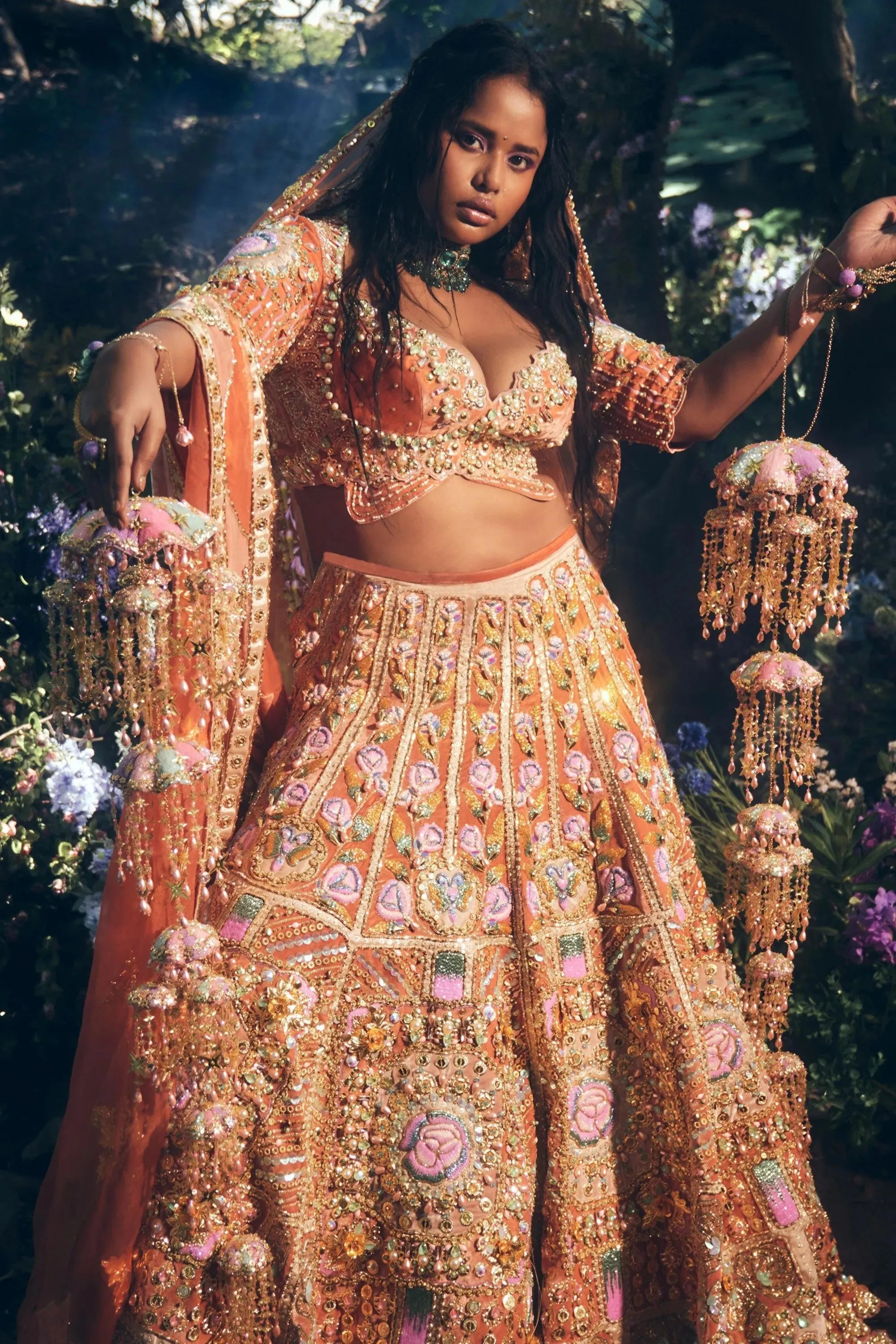 GAIA - BRICK BROWN BRIDAL LEHENGA SET