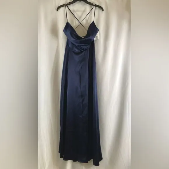 Galina size 6 NWT Elegant Blue Satin Evening Gown, Prom Bridesmaid