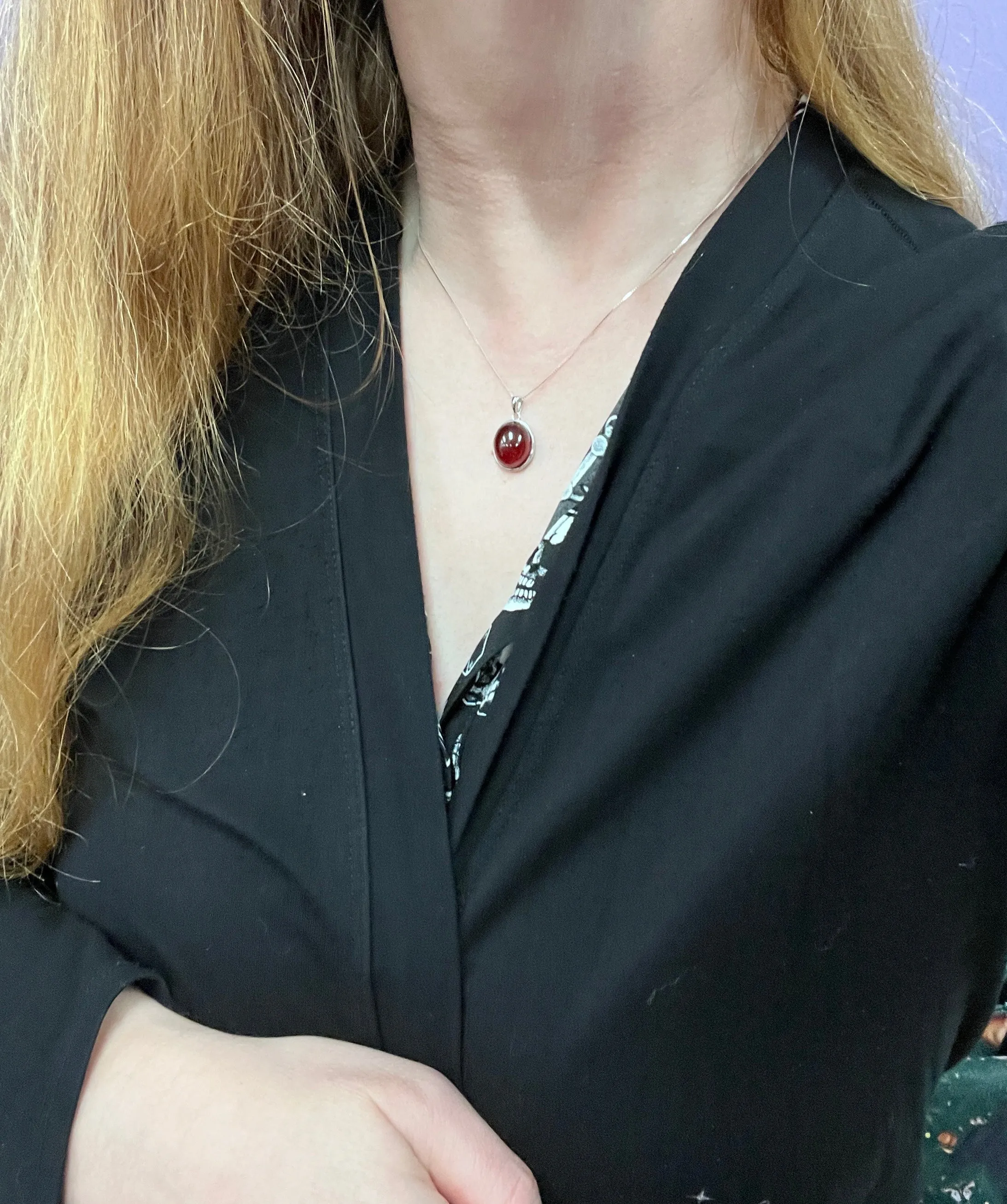 Garnet Red Crystal Necklace, 925 Silver Necklace, January Birthstone