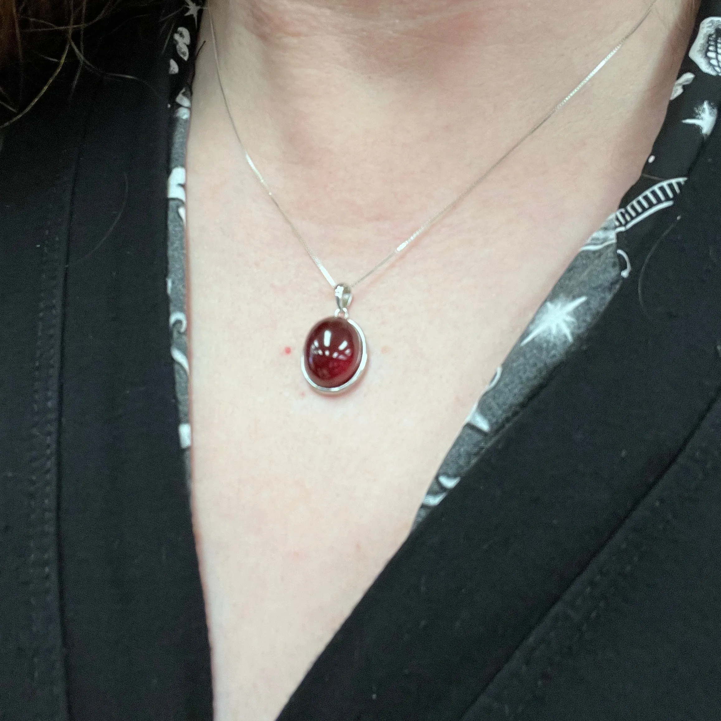 Garnet Red Crystal Necklace, 925 Silver Necklace, January Birthstone