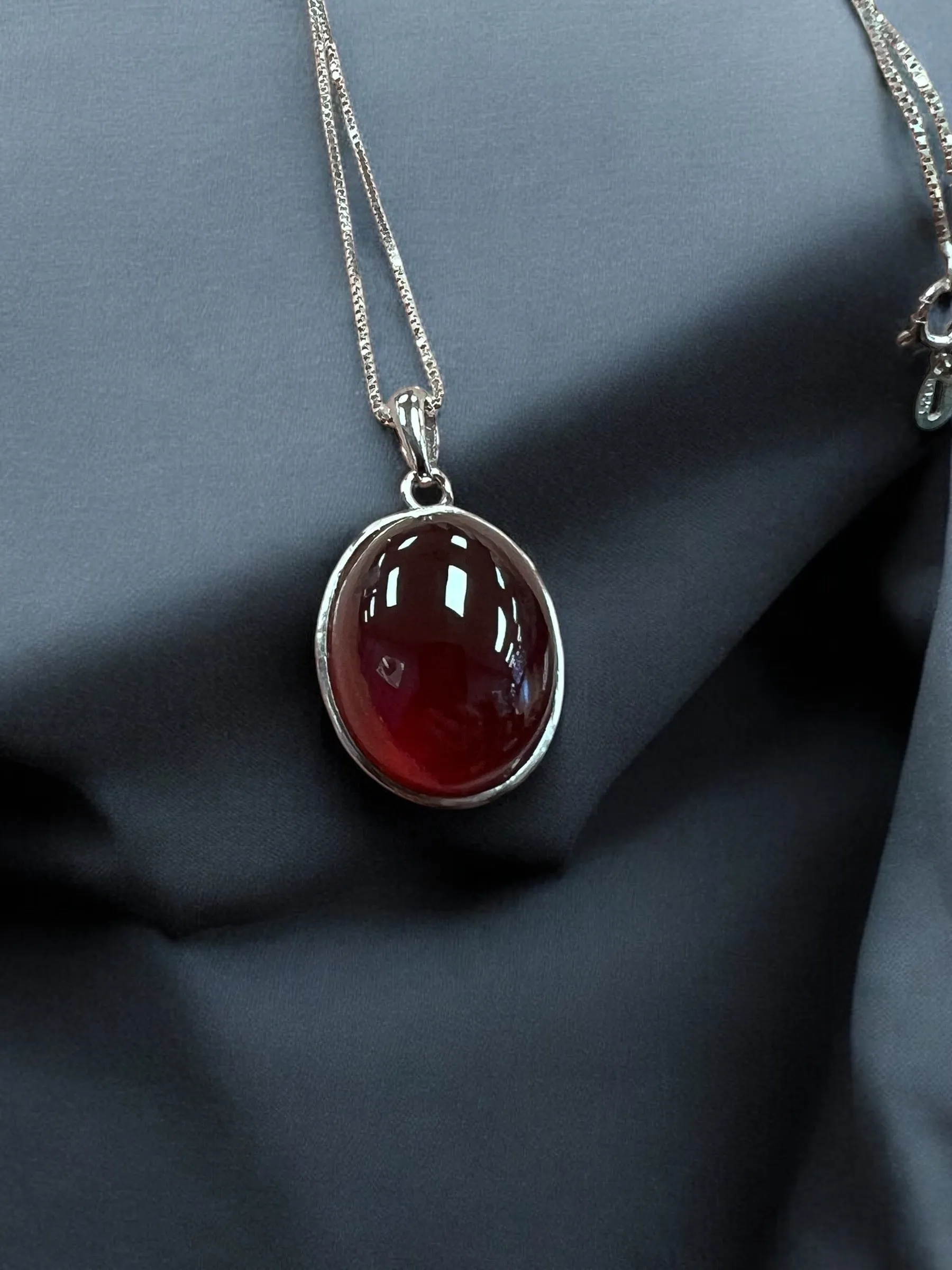 Garnet Red Crystal Necklace, 925 Silver Necklace, January Birthstone