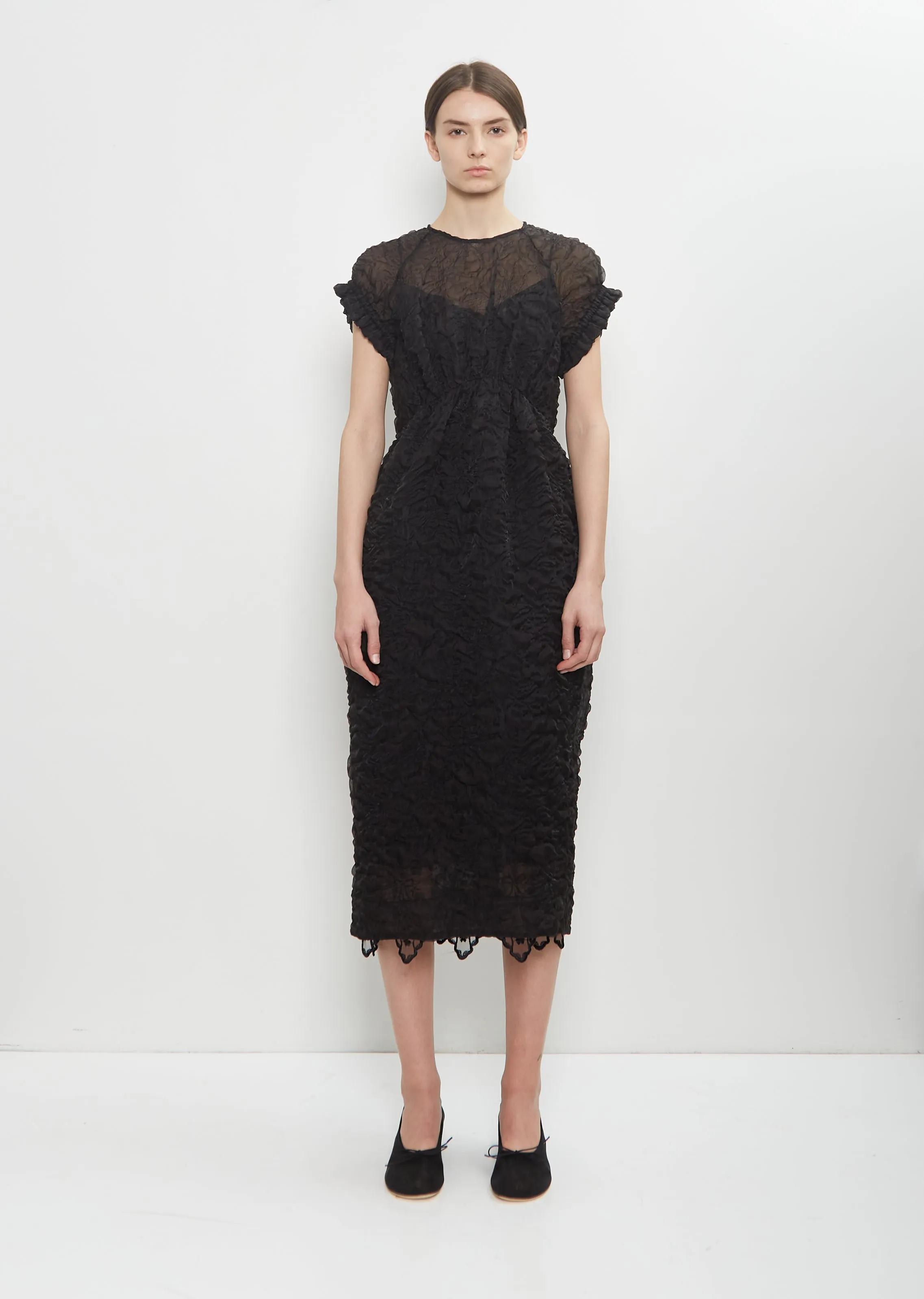 Gathered Sleeve Tulip Dress
