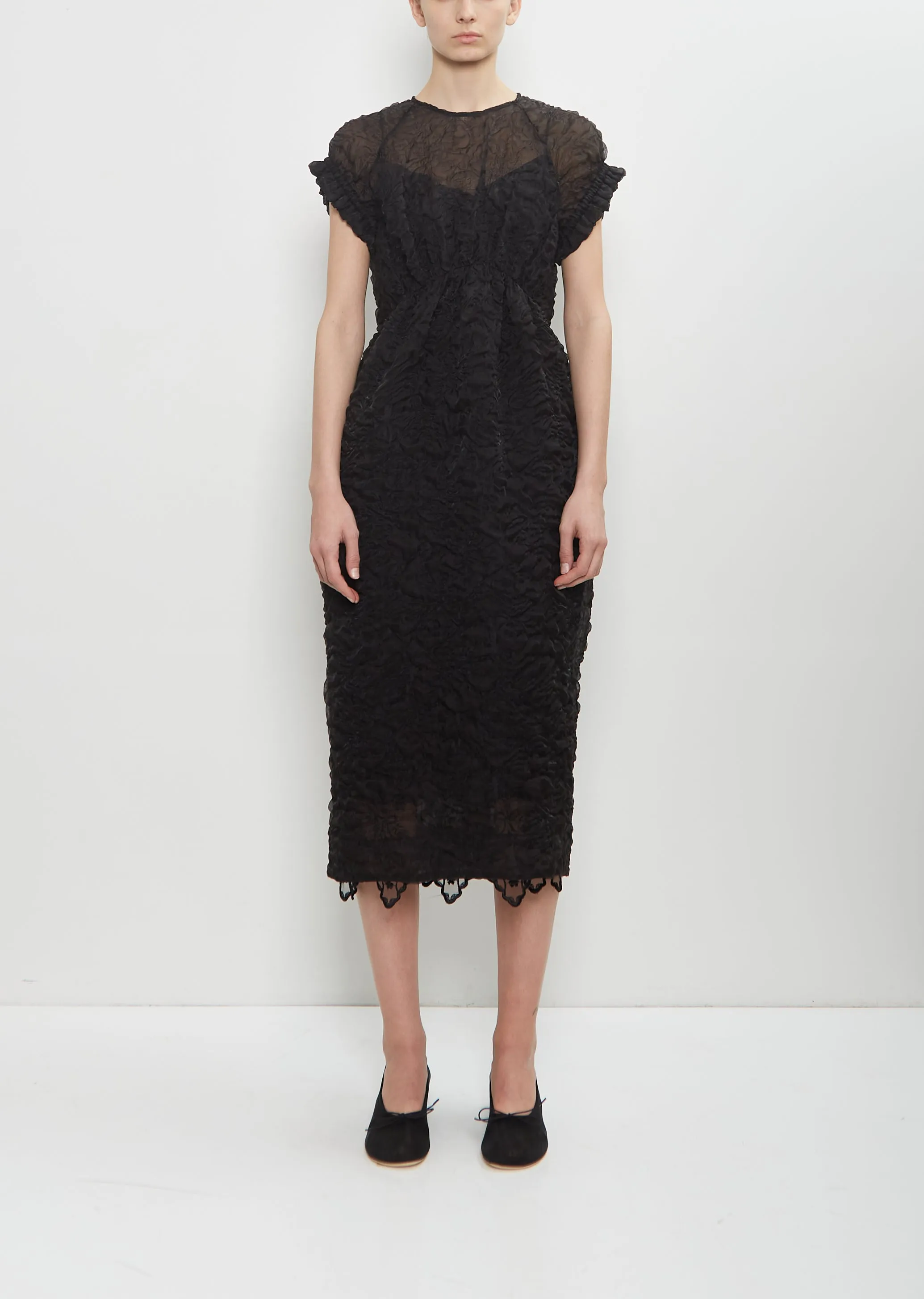 Gathered Sleeve Tulip Dress