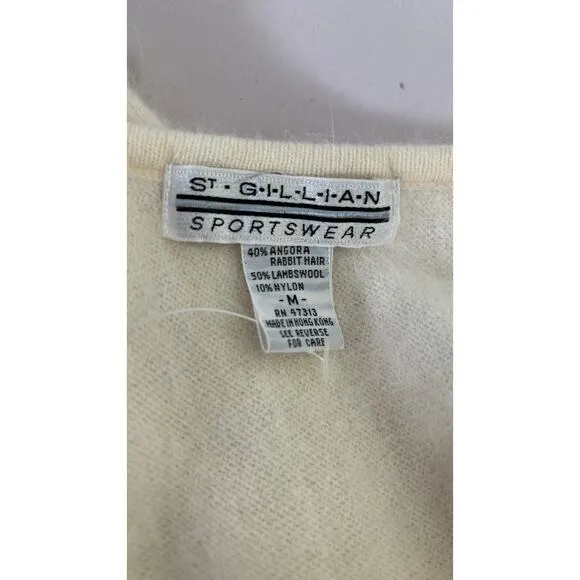 Gillian Sportswear Vintage Angora Lambswool Sequin Sweater Women Medium Cream
