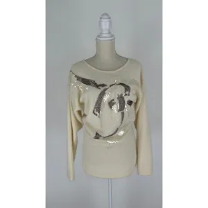 Gillian Sportswear Vintage Angora Lambswool Sequin Sweater Women Medium Cream