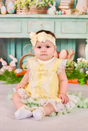 Gillytots Angel Lace Dress - Lemon