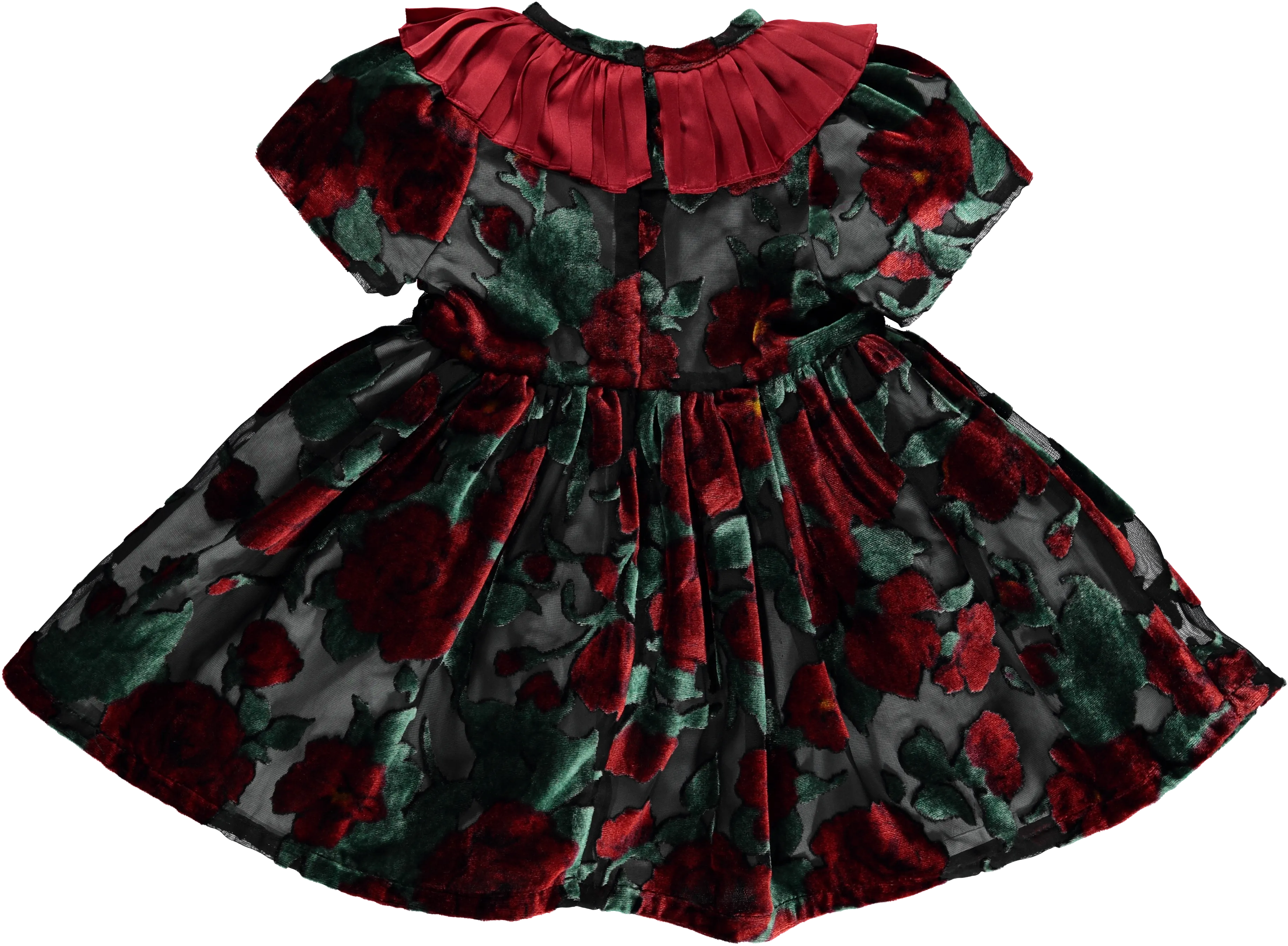 Girl Red and Black Tulle Velvet Dress