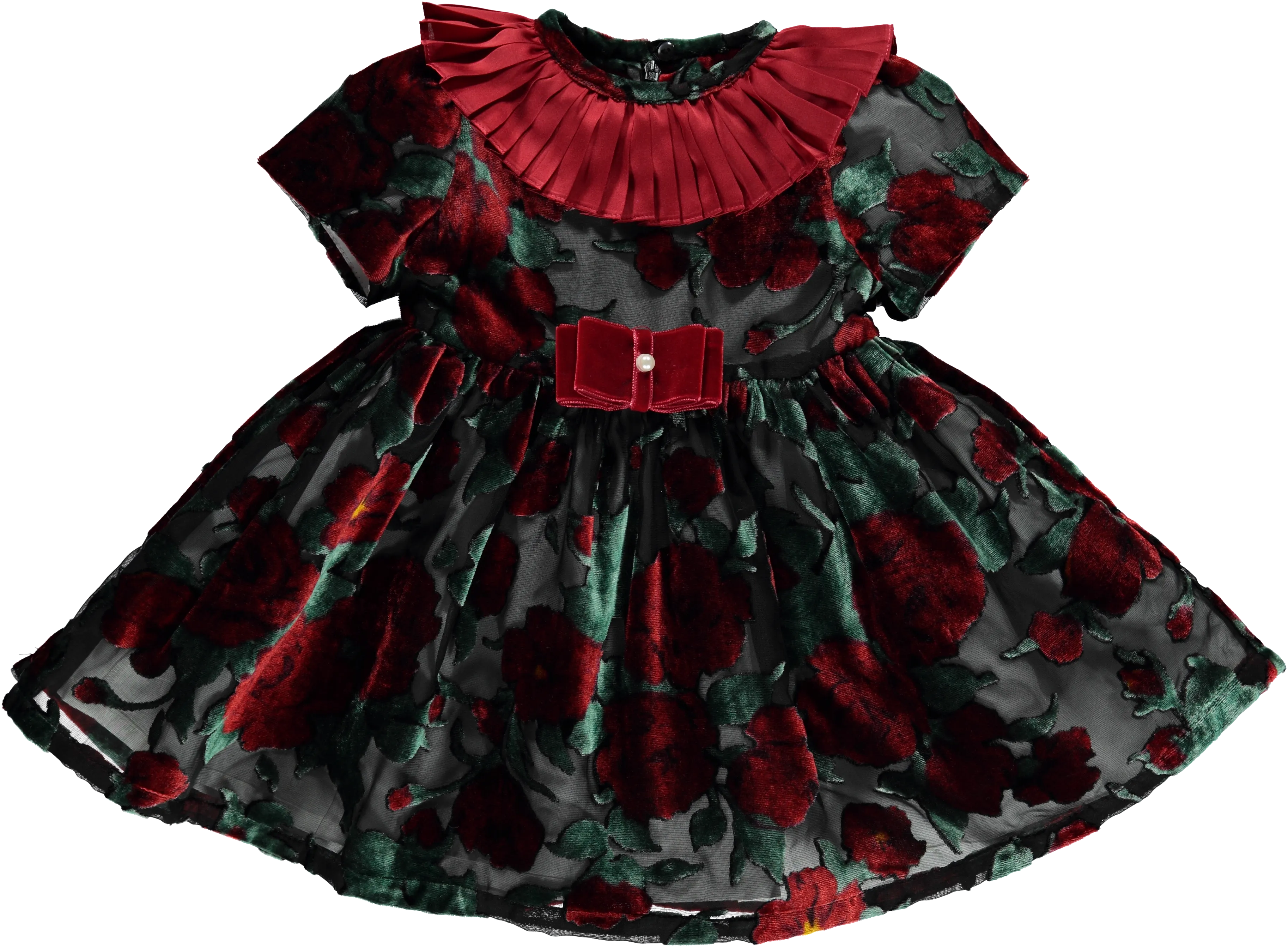 Girl Red and Black Tulle Velvet Dress