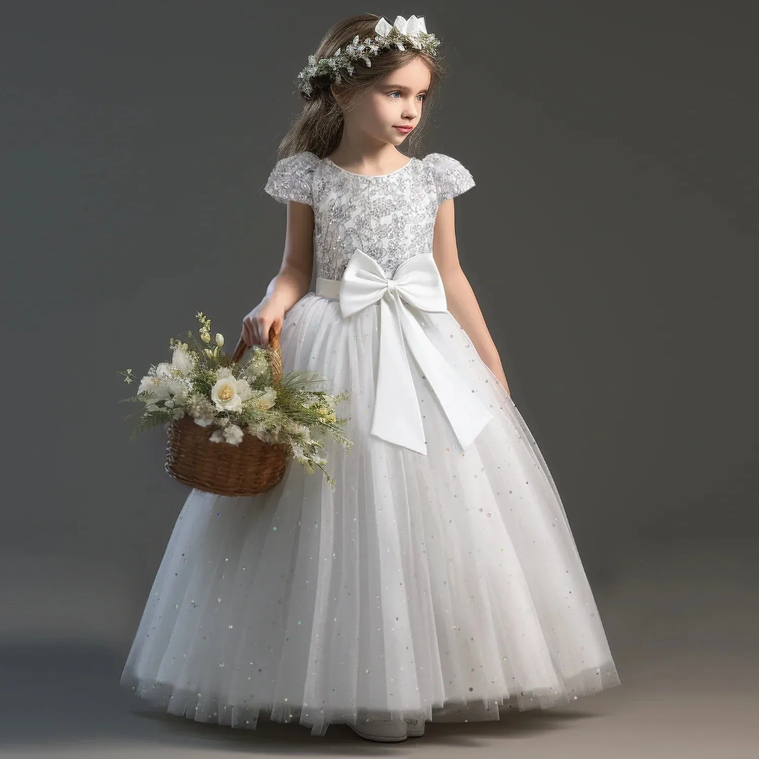 Girls Dress Lace Princess Pageant Birthday Party First Communion Gowns Bridesmaid Flower Girl Dresses For Wedding