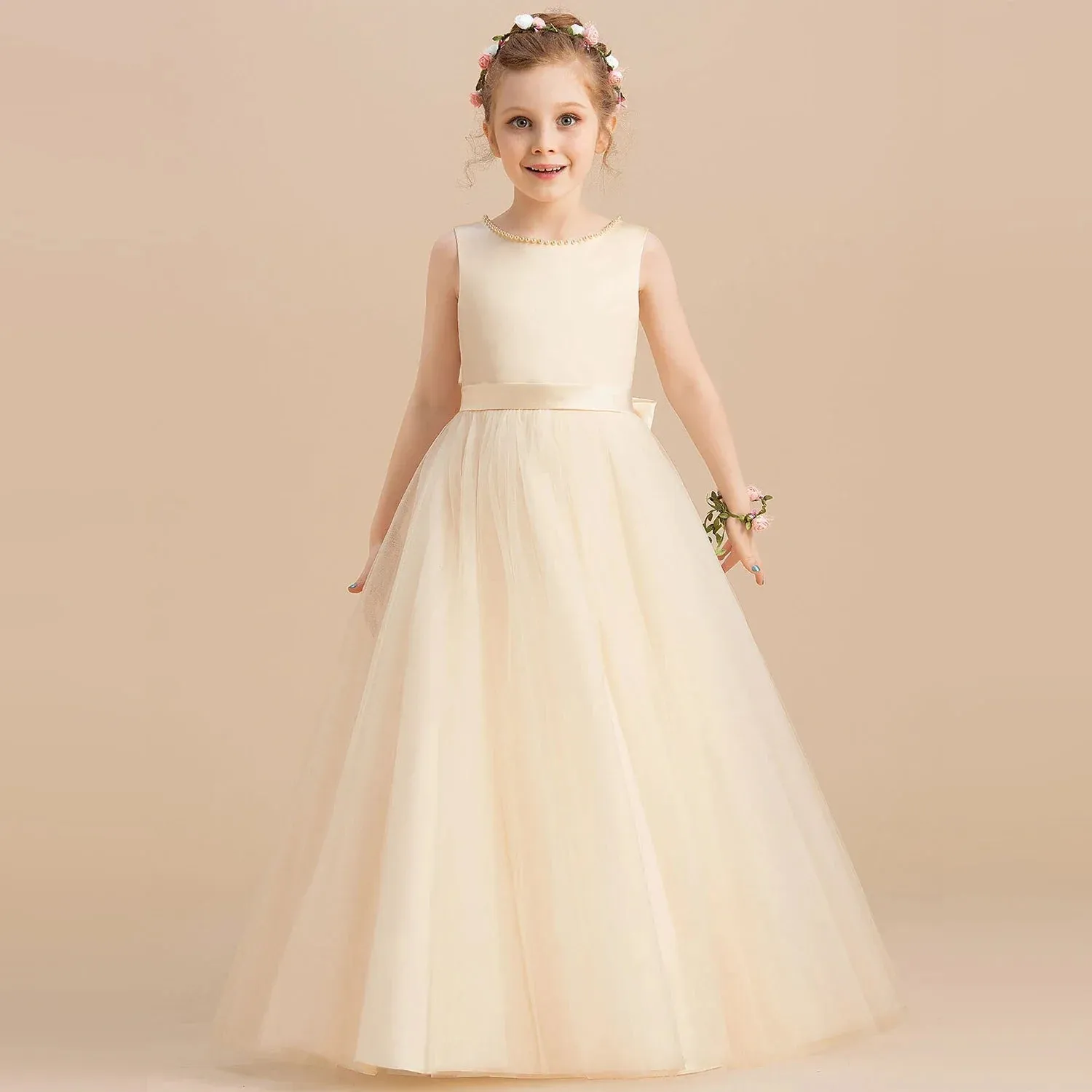 Girls Dress Lace Princess Pageant Birthday Party First Communion Gowns Bridesmaid Flower Girl Dresses For Wedding