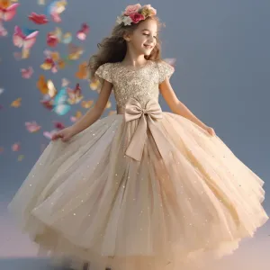 Girls Dress Lace Princess Pageant Birthday Party First Communion Gowns Bridesmaid Flower Girl Dresses For Wedding