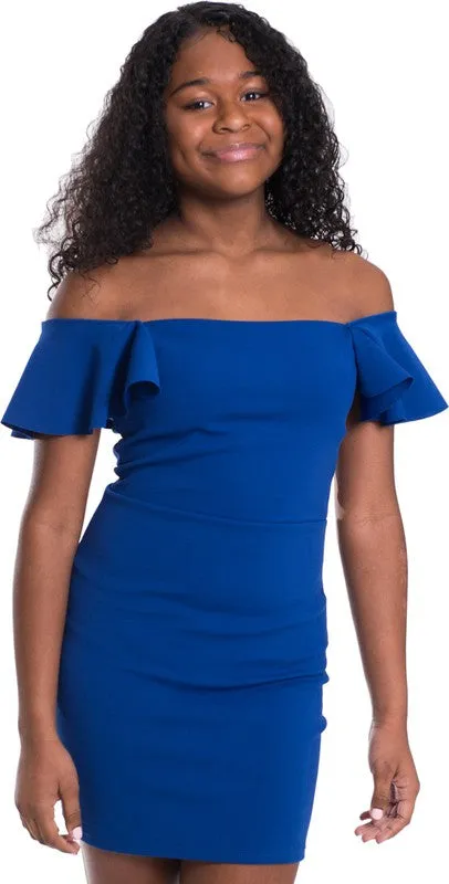 Girls June Off Shoulder Ruffle Dress