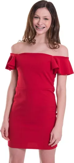 Girls June Off Shoulder Ruffle Dress
