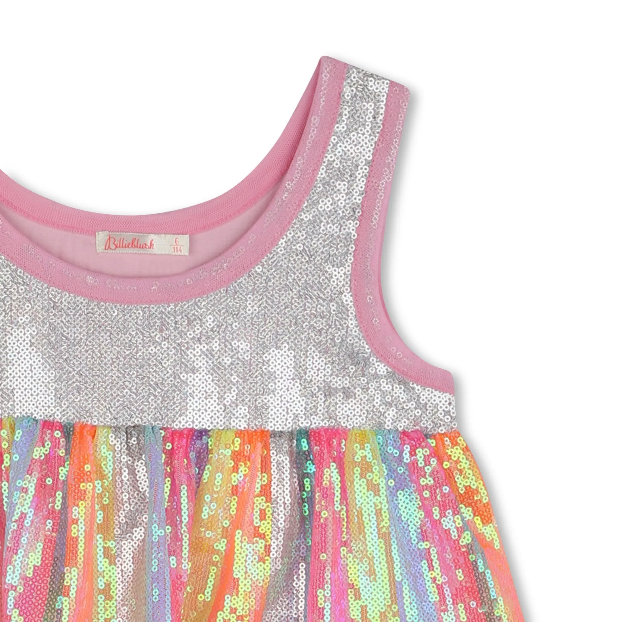 Girls Pink Frill Sequin Dress