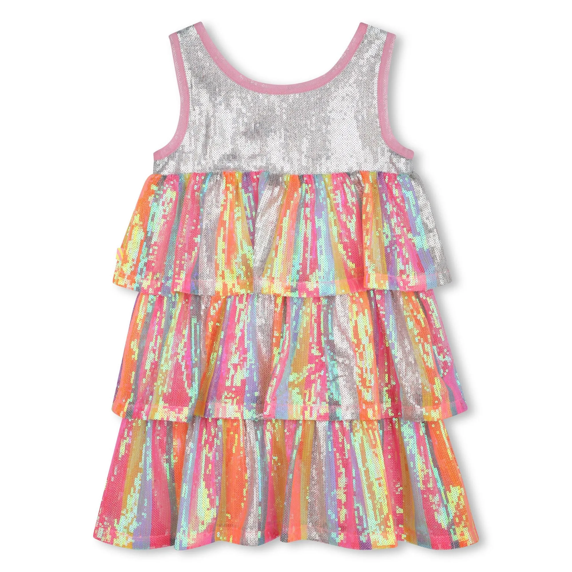 Girls Pink Frill Sequin Dress