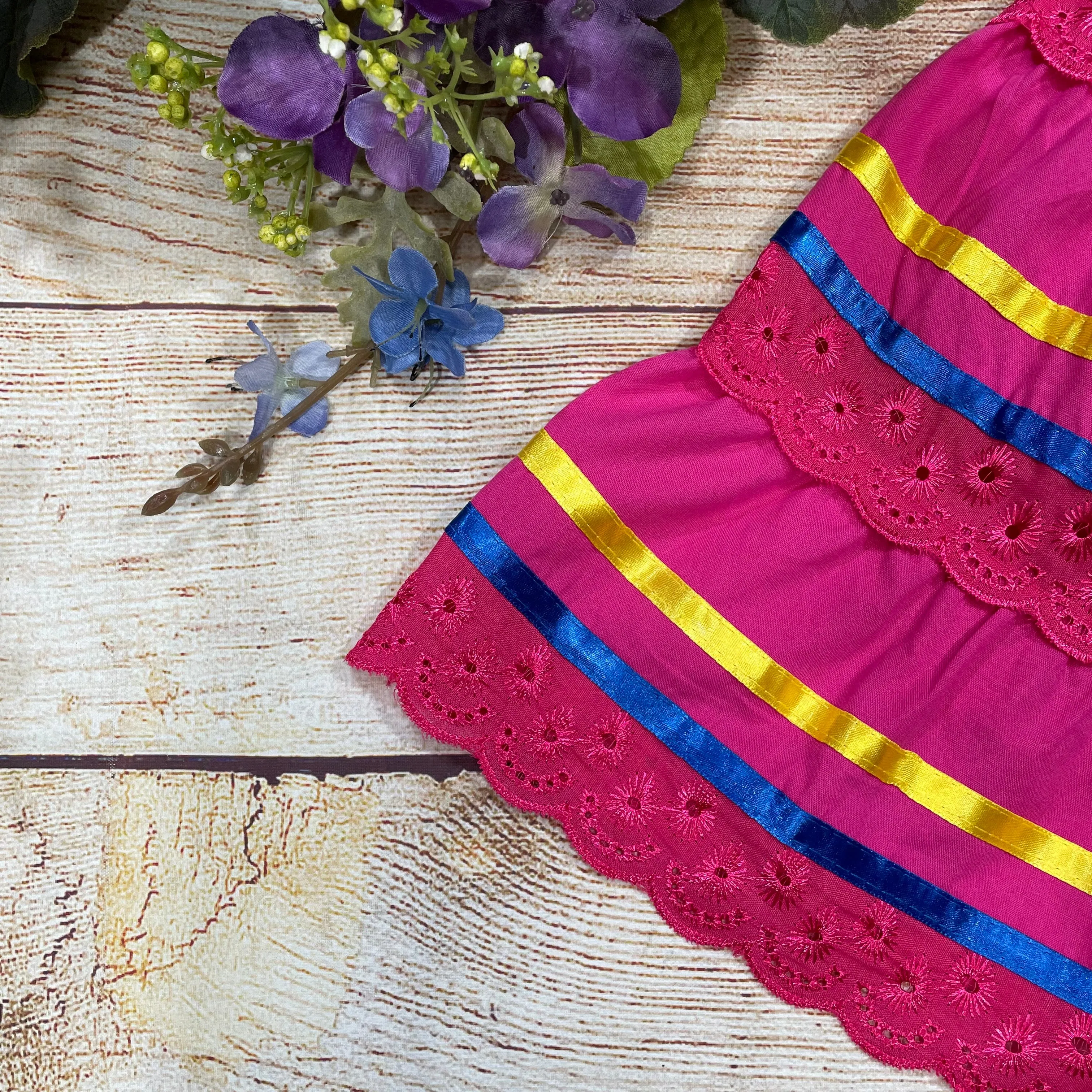 Girl's Pink Traditional Mexican Cinco De Mayo Fiesta Dress 2-14