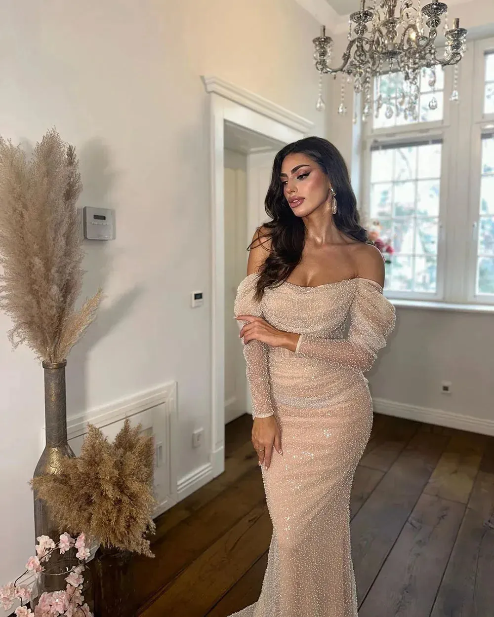 Glitter Princess Wedding Dresses Off The Shoulder Sparkly Sleeveless Bridal Gowns A-Line Dubai Pageant Long Bride Dress