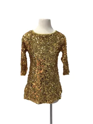 Gold Sequin Long Sleeve Dress