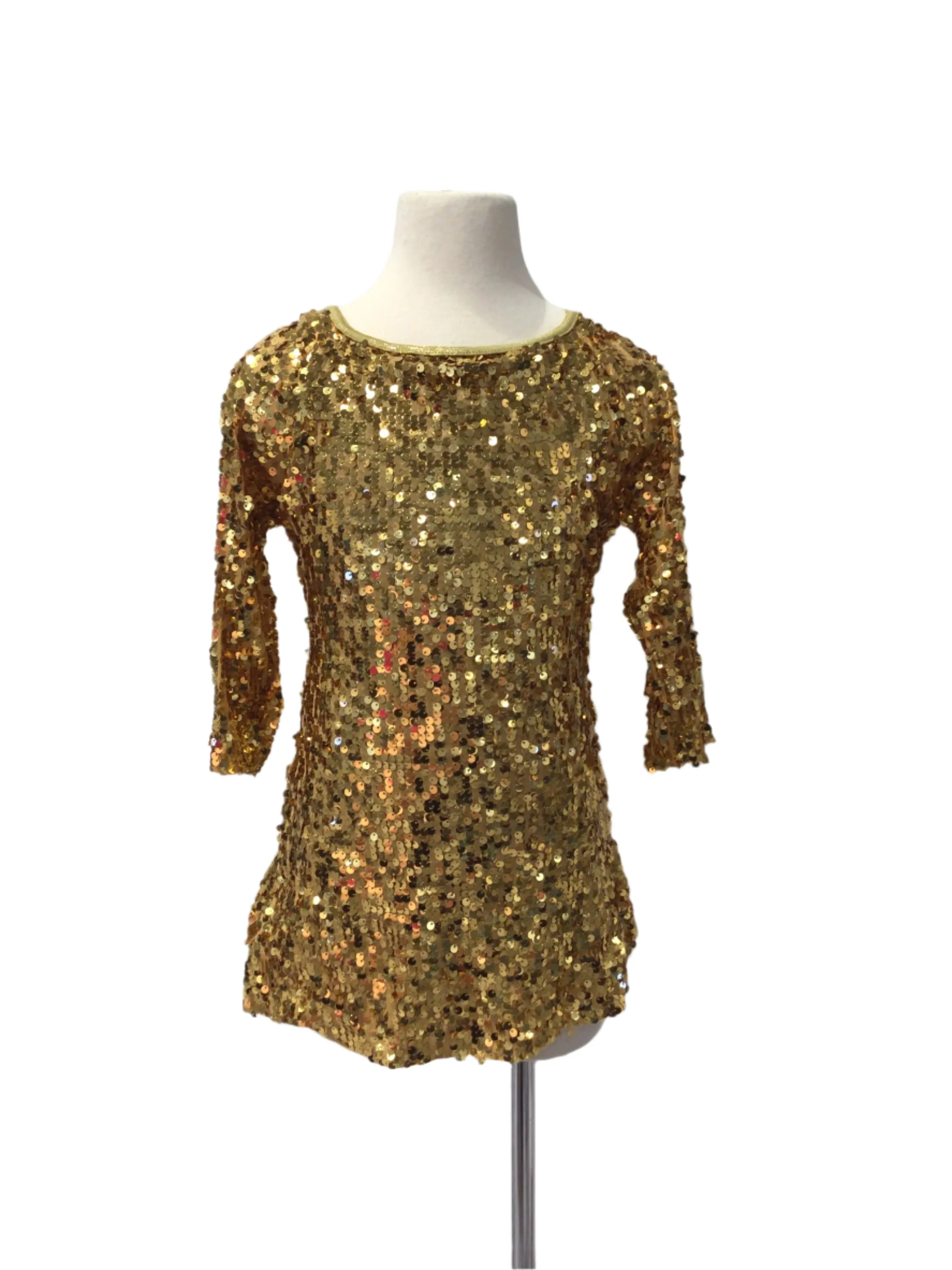 Gold Sequin Long Sleeve Dress