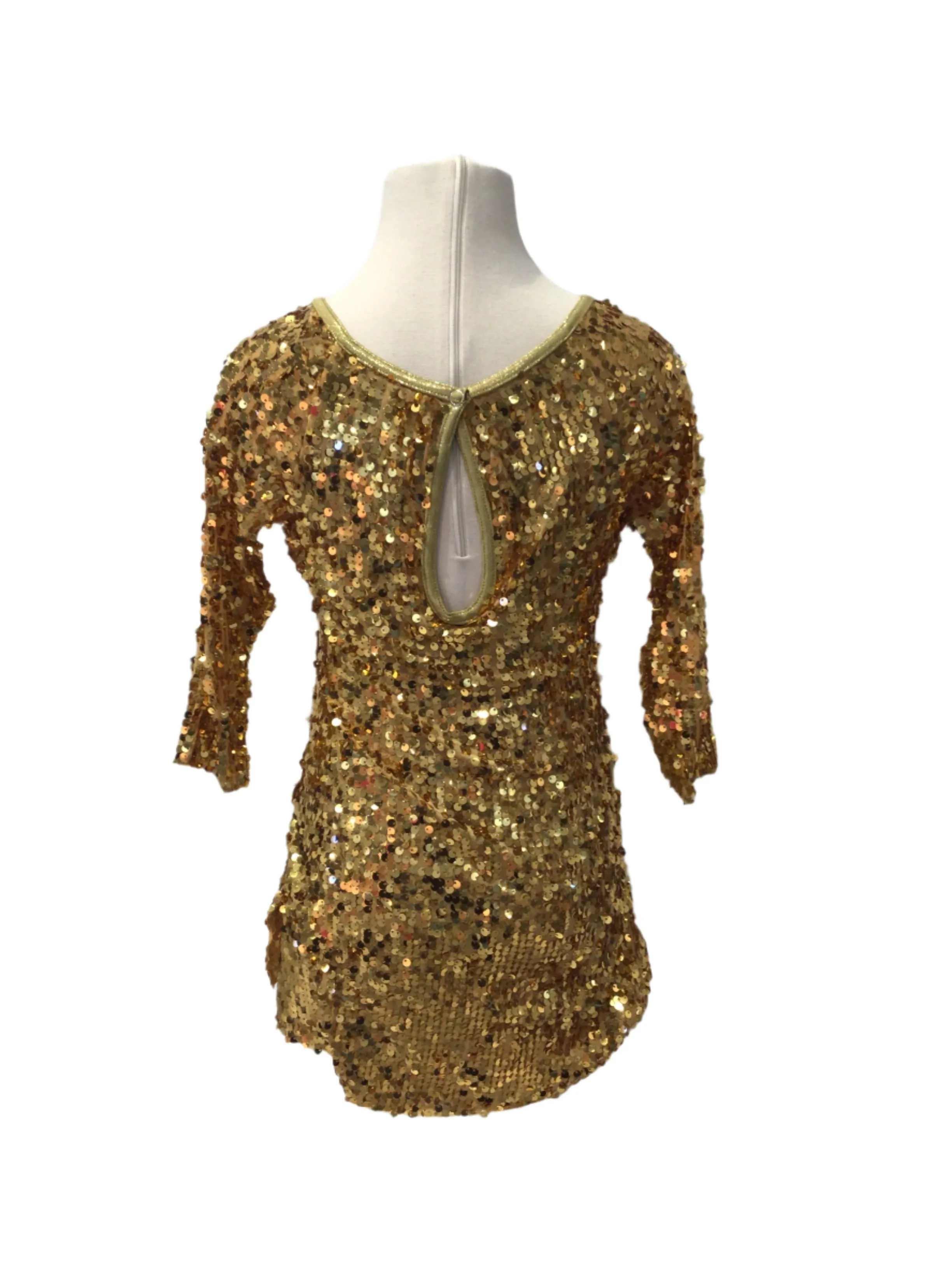 Gold Sequin Long Sleeve Dress
