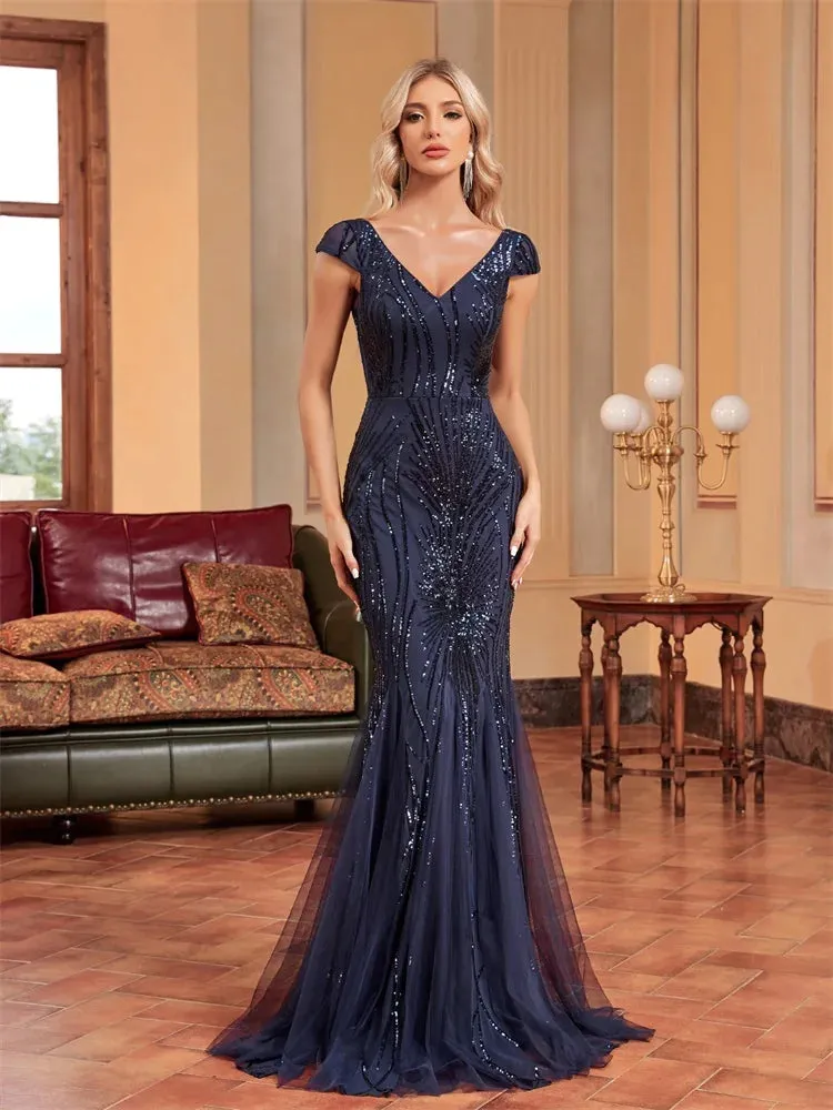 Green Sequin Formal Evening Dress