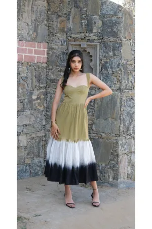 Green Tie-Dye Midi Dress