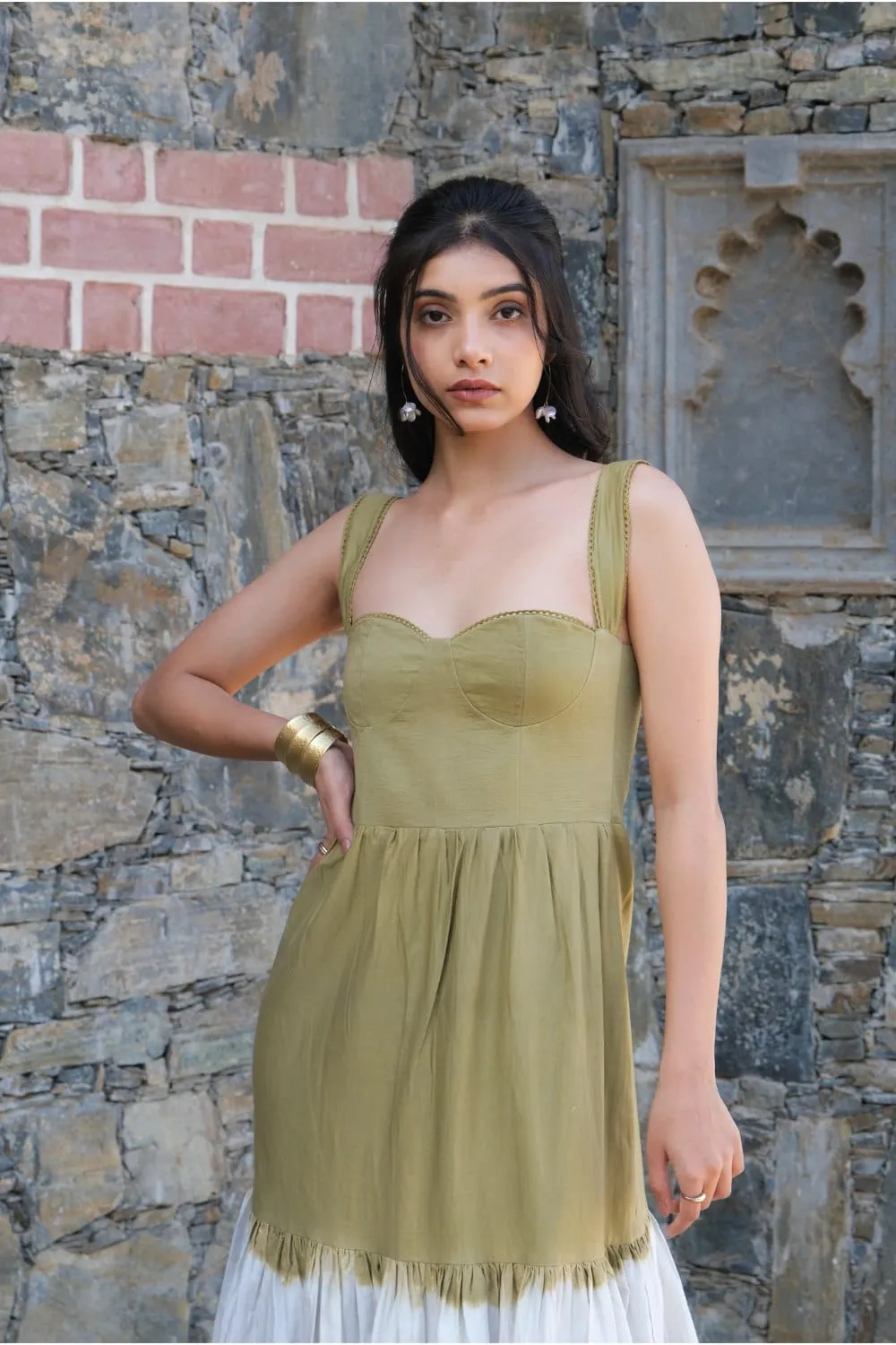 Green Tie-Dye Midi Dress
