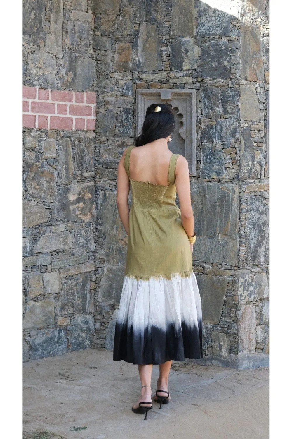 Green Tie-Dye Midi Dress