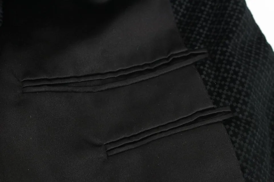 Gucci Men's Large Black Diamante Velvet Formal Smoking Jacket 125g27