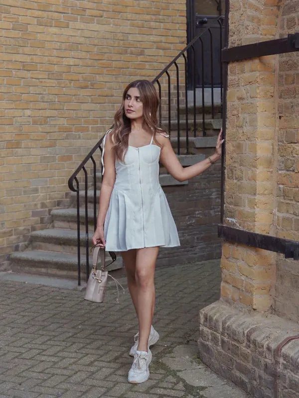 Gwen White Pleated Dress