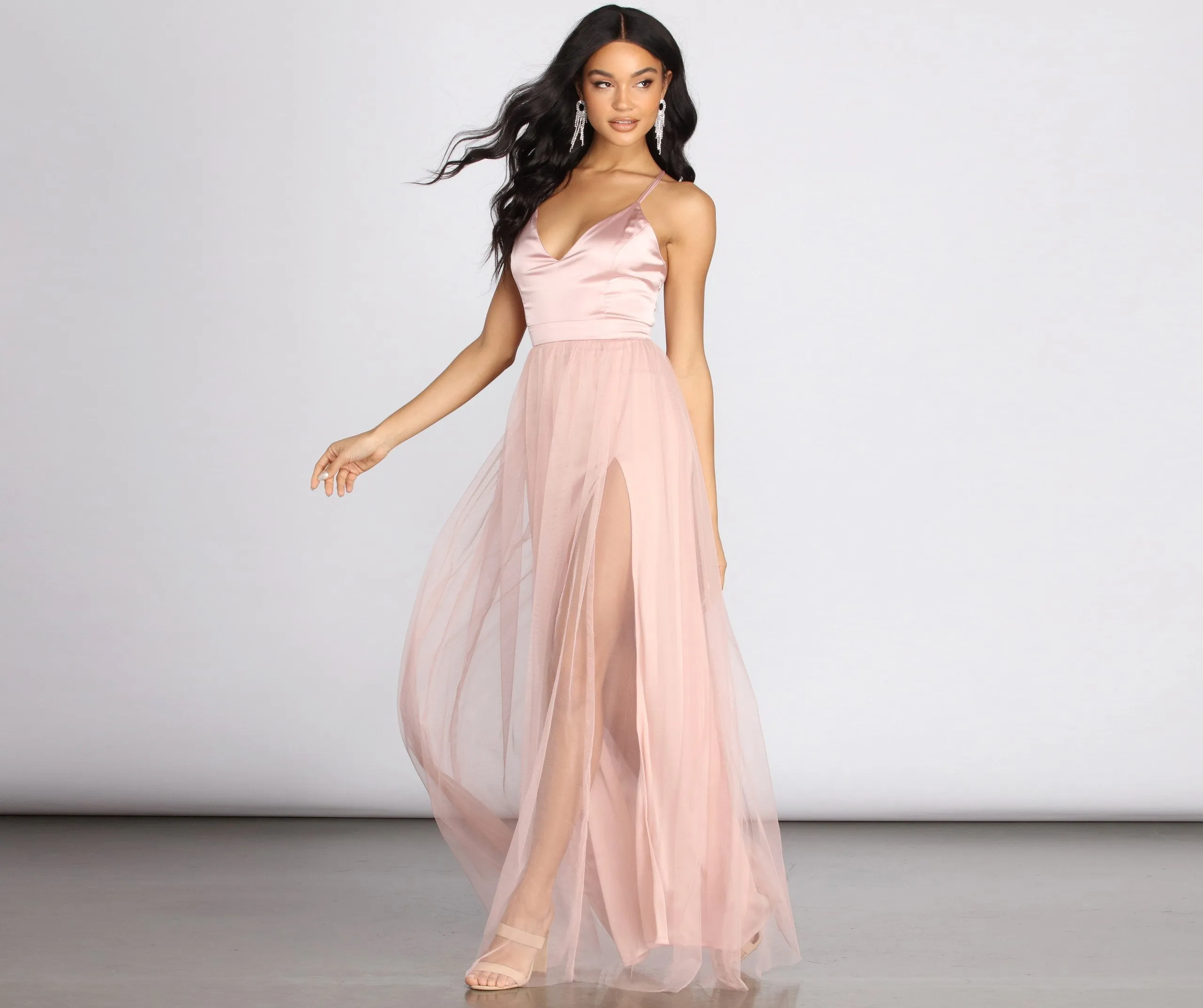 Haisley Formal Tulle Charming And Satin Dress