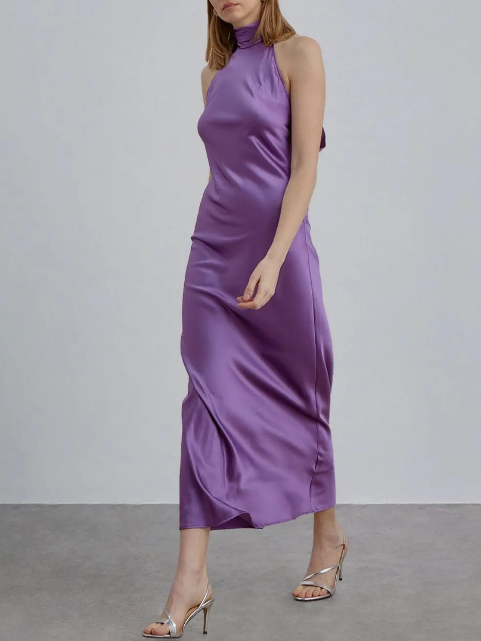 Halter Cocktail Silk Maxi Dress